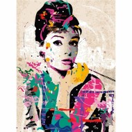 Canvas Audrey Hepburn Sayılarla Boyama Seti Kasnaklı