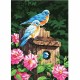 Canvas Mavi Kuşlar ve Çiçekler Sayılarla Boyama Seti Kasnaklı