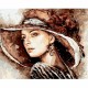 Canvas Büyük Şapkalı Lady Sayılarla Boyama Seti Rulo