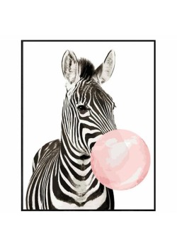 Canvas Pembe Sakız ve Zebra Sayılarla Boyama Seti Kasnaklı