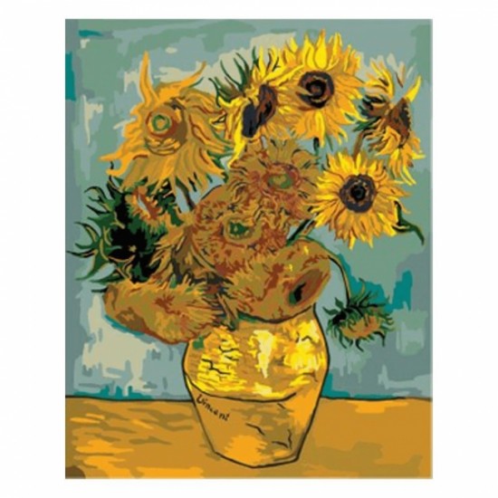 Canvas Van Gogh Ayçiçekleri Sayılarla Boyama Seti Kasnaklı