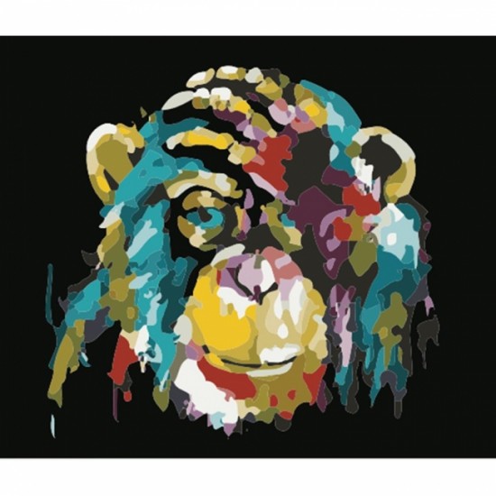 Canvas Maymun Renkli Sayılarla Boyama  Seti Kasnaklı