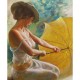 Canvas Sarı Şemsiyeli Güzel Sayılarla Boyama Seti Kasnaklı