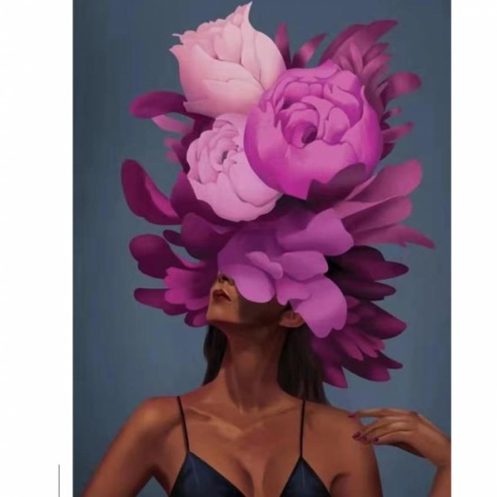 Canvas Çiçek Kadın 23 Sayılarla Boyama Seti Rulo