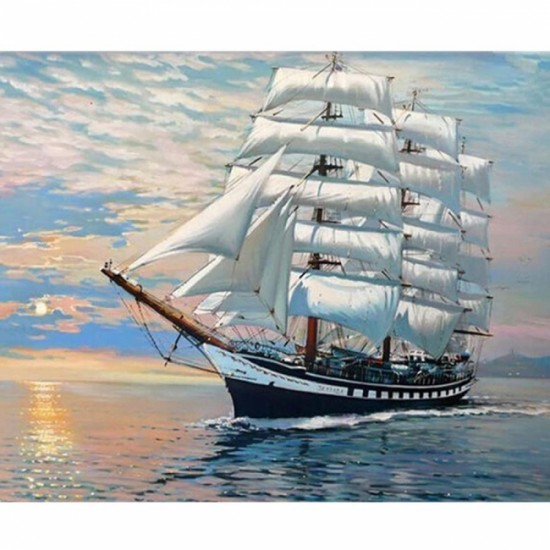 Canvas Yelkenli Gemi Sayılarla Boyama Seti  Kasnaklı