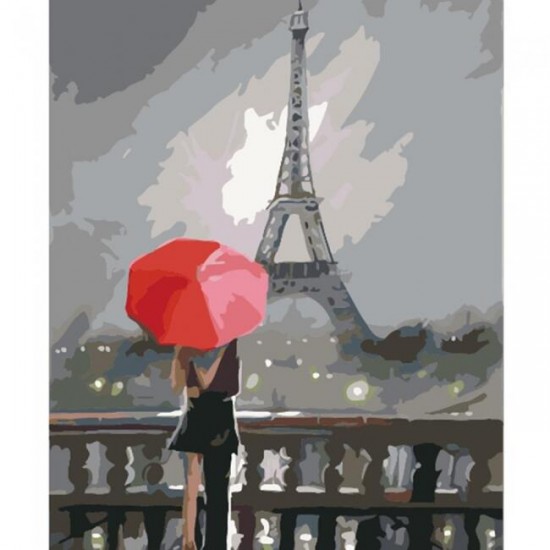 Canvas Pariste Aşk Sayılarla Boyama Seti Rulo