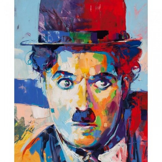 Canvas Renkli Charlie Chaplin Sayılarla Boyama Seti Kasnaklı