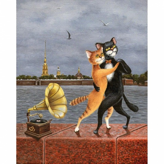 Canvas Kedilerin Dansı Sayılarla Boyama Seti Rulo