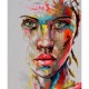 Canvas Renkli Kadın Sayılarla Boyama Seti Kasnaklı