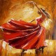 Canvas Kırmızı Elbiseli Kadın ve Büyüleyici Dansı Sayılarla Boyama Seti Rulo