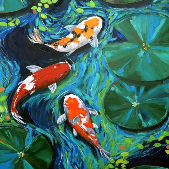 Canvas Renkli Balıklar Sayılarla Boyama Seti Kasnaklı