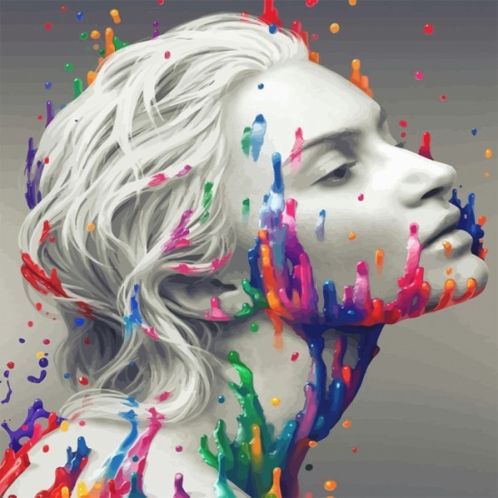 Canvas Kadının Renkli Yüzü Sayılarla Boyama Seti Kasnaklı