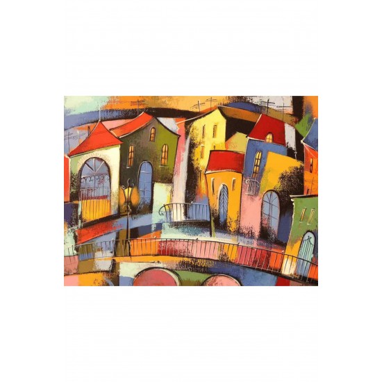 Canvas Renkli Evler 2 Sayılarla Boyama Seti  Rulo