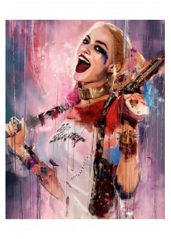 Canvas Neşeli Harleyquinn Sayılarla Boyama Seti  Kasnaklı