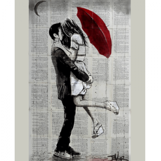 Canvas Romantik Şemsiye Anısı 2 Sayılarla Boyama Seti Kasnaklı