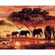 Canvas Savan Ağacı Ve Filler Afrika Sayılarla Boyama Seti  Rulo